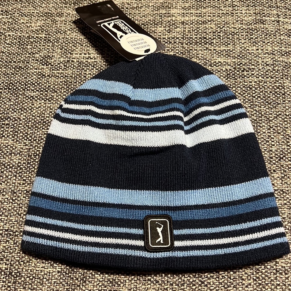 NWT PGA Tour MEN'S STRIPED KNIT BEANIE HAT